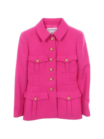 Pre-owned Chanel 1986-1988 Coco Mark Gripoa Button Jacket In Pink