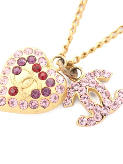 Pre-owned Chanel 1986-1988 Coco Mark Heart Logo Necklace In Gold