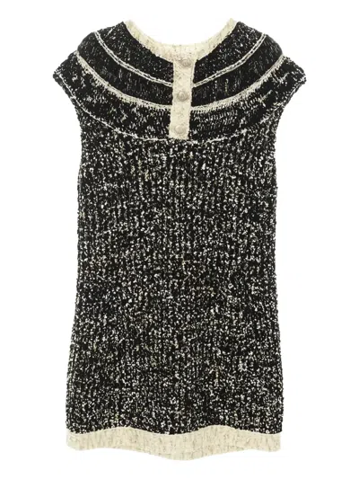 Pre-owned Chanel 1986-1988 Coco-mark Knit Dress In Black