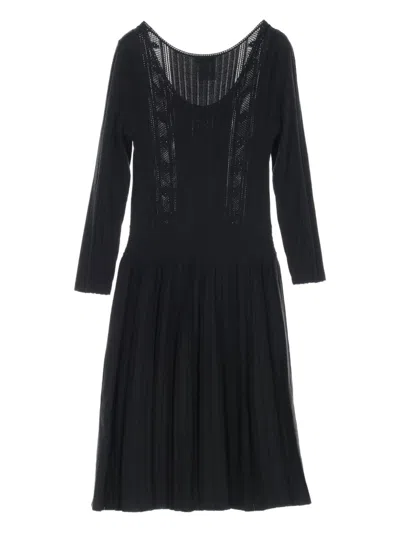 Pre-owned Chanel 1986-1988 Coco Mark Knitted Dress In Black