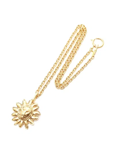 Pre-owned Chanel 1986-1988 Coco Mark Lion Necklace In Gold
