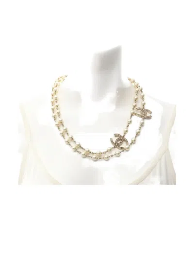 Pre-owned Chanel 1986-1988 Coco Mark Logo-charm Necklace In Gold