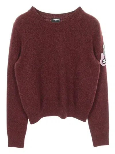 Pre-owned Chanel 1986-1988 Coco Mark Logo Patch Sweater In Red