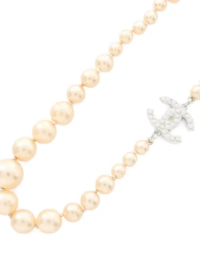 Pre-owned Chanel 1986-1988 Coco Mark Long Necklace In Neutral