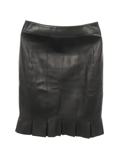 Pre-owned Chanel 1986-1988 Coco Mark Mini Skirt In Black