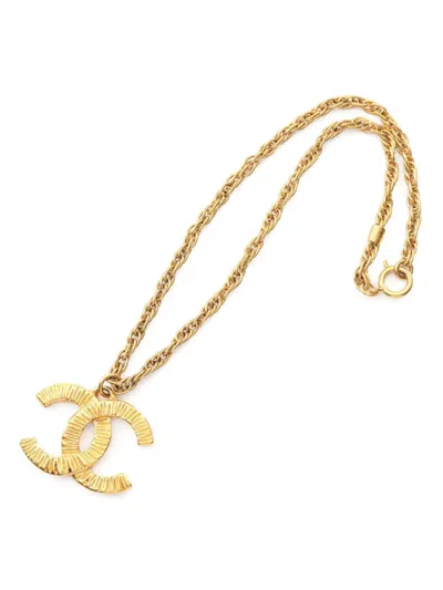 Pre-owned Chanel 1986-1988 Coco Mark Necklace In Gold