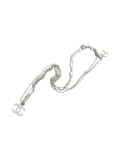 Pre-owned Chanel 1986-1988 Coco Mark Necklace In Silver