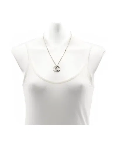 Pre-owned Chanel 1986-1988 Coco-mark Necklace In Silver