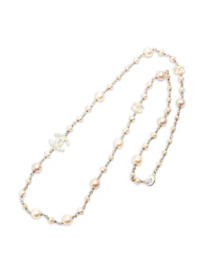 Pre-owned Chanel 1986-1988 Coco Mark Necklace In White