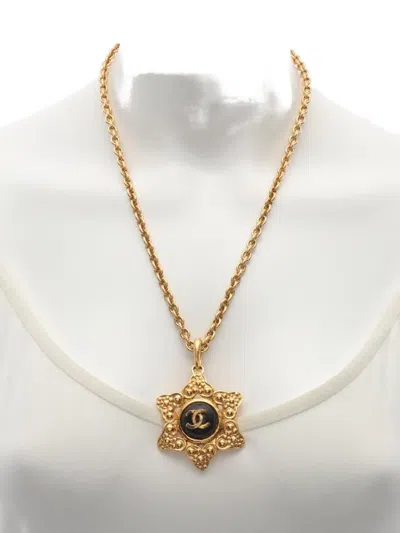 Pre-owned Chanel 1986-1988 Coco-mark Necklace In Yellow