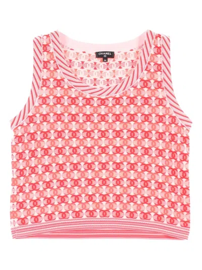 Pre-owned Chanel 1986-1988 Coco Mark-pattern Tank Top In Red