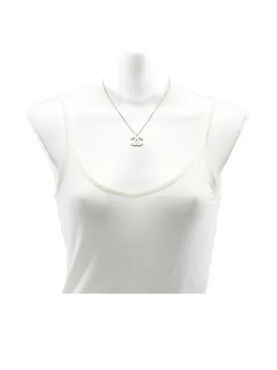 Pre-owned Chanel 1986-1988 Coco Mark Pendant Necklace In Silver