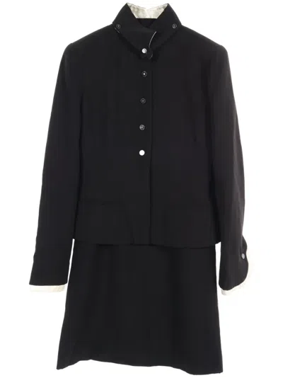 Pre-owned Chanel 1986-1988 Coco Mark Skirt Suit In Black