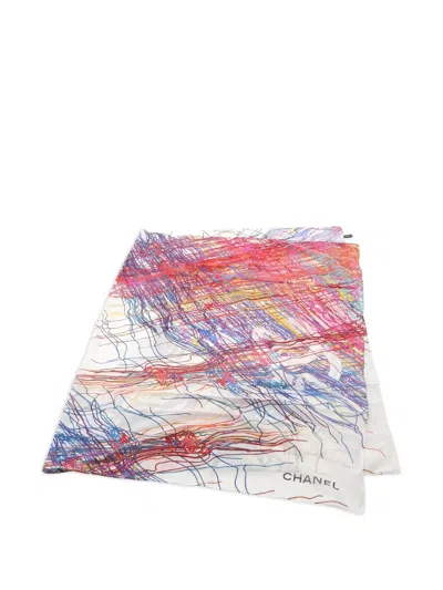 Pre-owned Chanel 1986-1988 Coco Mark Stall Scarf In Red