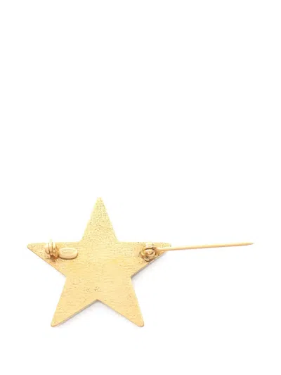 Pre-owned Chanel 1986-1988 Coco Mark Star-motif Brooch In Gold