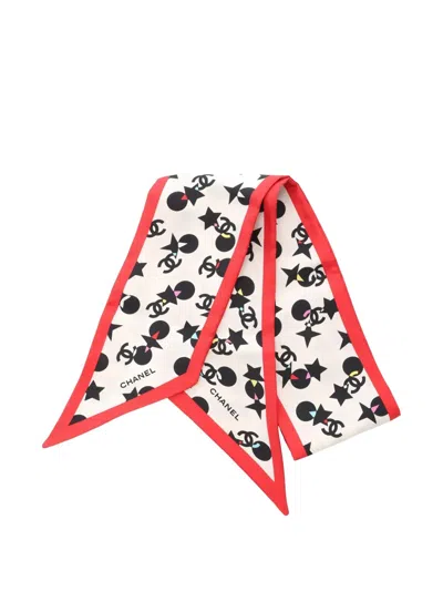 Pre-owned Chanel 1986-1988 Coco Mark Star Scarves In Neutral