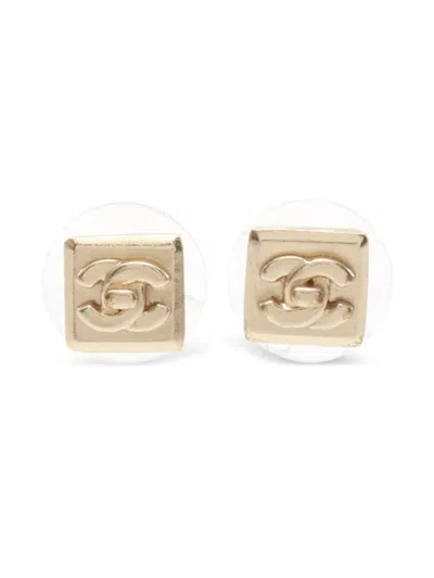 Pre-owned Chanel 1986-1988 Coco Mark Stud Earrings In Gold