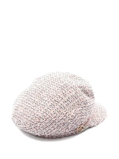 Pre-owned Chanel 1986-1988 Coco Mark Tweed Hat In Neutral