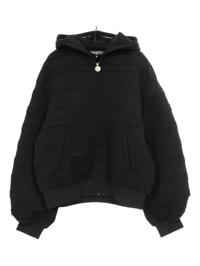 Pre-owned Chanel 1986-1988 Coco-mark Zip Hoodie In Black