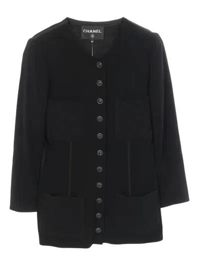 Pre-owned Chanel 1986-1988 Cocomark Button Jacket In Black