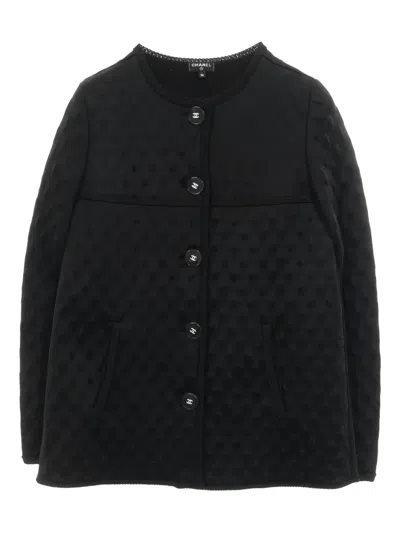 Pre-owned Chanel 1986-1988 Cocomark Button Quilted Jacket In Black