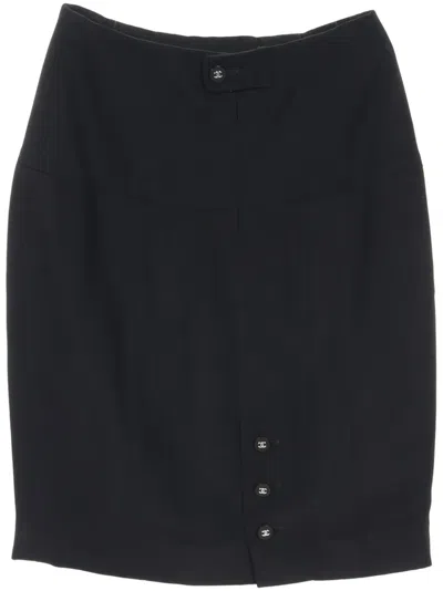Pre-owned Chanel 1986-1988 Cocomark Skirt In Black