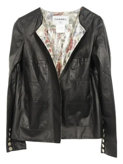Pre-owned Chanel 1986-1988 Collarless Jacket In Black