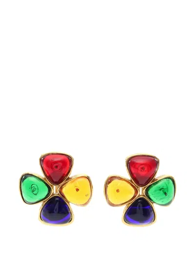 Pre-owned Chanel 1986-1988 Coloured-stones Earrings In Gold