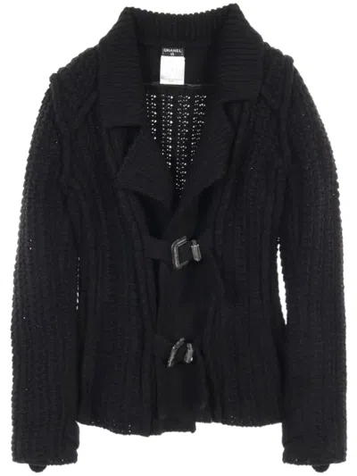 Pre-owned Chanel 1986-1988 Crochet-knit Jacket In Black