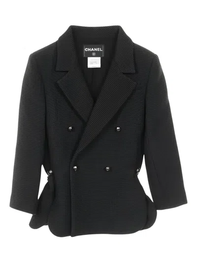 Pre-owned Chanel 1986-1988 Double-breasted Button Jacket In Black