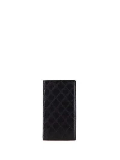 Pre-owned Chanel 1986-1988 Double Stitched Lambskin Bill Wallet Long Wallets In Black
