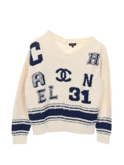 Pre-owned Chanel 1986-1988 Embroidered Sweater In Neutral