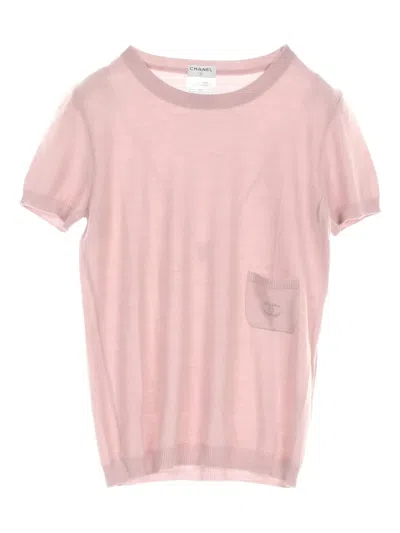 Pre-owned Chanel 1986-1988 Fine-knit T-shirt In Pink