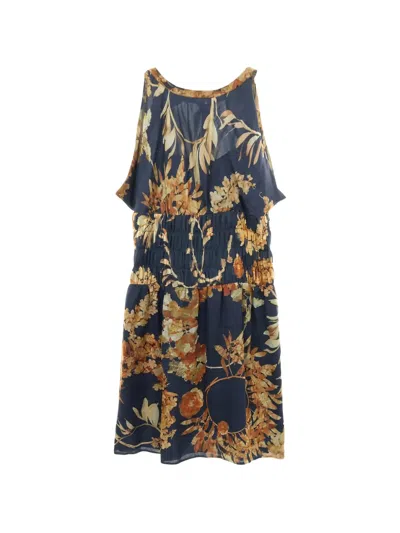 Pre-owned Chanel 1986-1988 Floral-print Dress In Blue