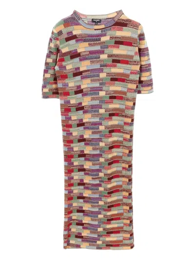 Pre-owned Chanel 1986-1988 Geometric-pattern Knitted Dress In Neutral