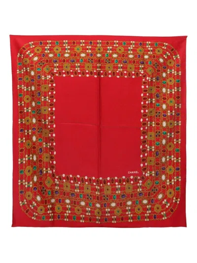 Pre-owned Chanel 1986-1988 Gripoix-print Silk Scarf