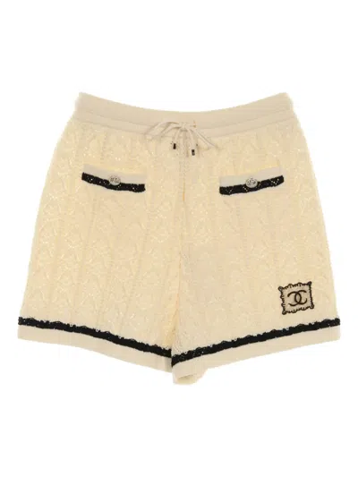 Pre-owned Chanel 1986-1988 Interlocking Cc Logo Shorts In Neutrals