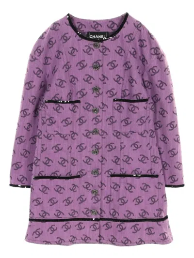 Pre-owned Chanel 1986-1988 Interlocking Cc-pattern Jacket In Purple