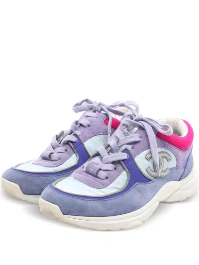 Pre-owned Chanel 1986-1988 Interlocking-cc Sneakers In Purple