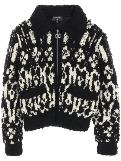 Pre-owned Chanel 1986-1988 Knitted Jacket In Black