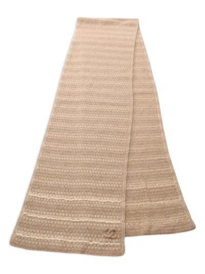 Pre-owned Chanel 1986-1988 Knitted Scarf In Neutrals