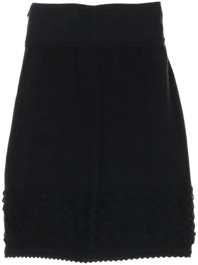 Pre-owned Chanel 1986-1988 Knitted Skirt In Black