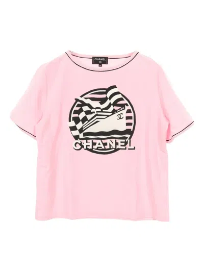 Pre-owned Chanel 1986-1988 La Pausa Graphic Short-sleeve T-shirt In Pink