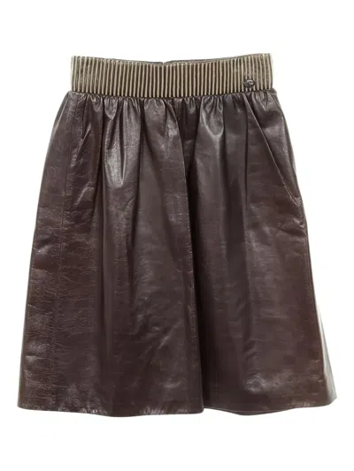 Pre-owned Chanel 1986-1988 Lambskin Skirt In Brown