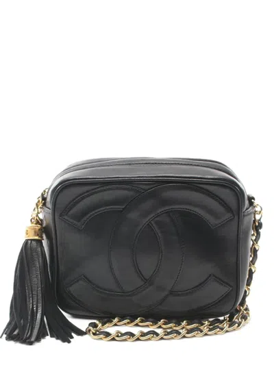 Pre-owned Chanel 1986-1988 Large Matelasse Coco Mark Shoulder Bag In Black