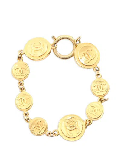 Pre-owned Chanel 1986-1988 Logo-detail Bracelet In Gold