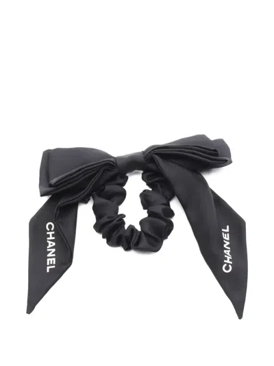 Pre-owned Chanel 1986-1988 Logo-detail Ribbon Hair Tie In Black
