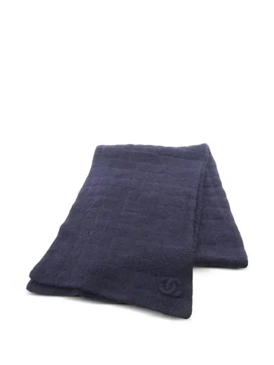 Pre-owned Chanel 1986-1988 Logo-detail Scarf In Blue