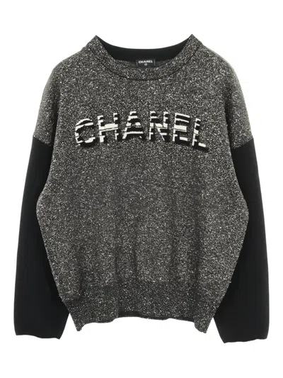 Pre-owned Chanel 1986-1988 Logo Sweater In Gray