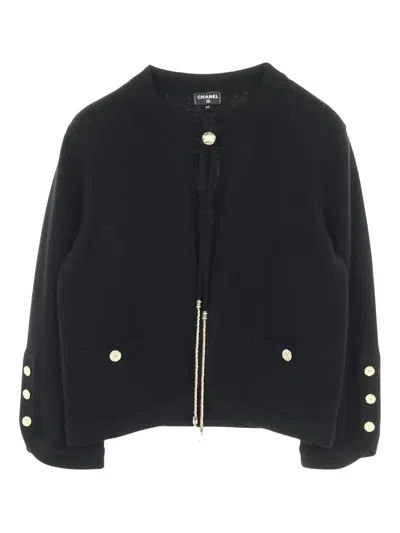 Pre-owned Chanel 1986-1988 Long-sleeve Buttoned Cardigan In Black